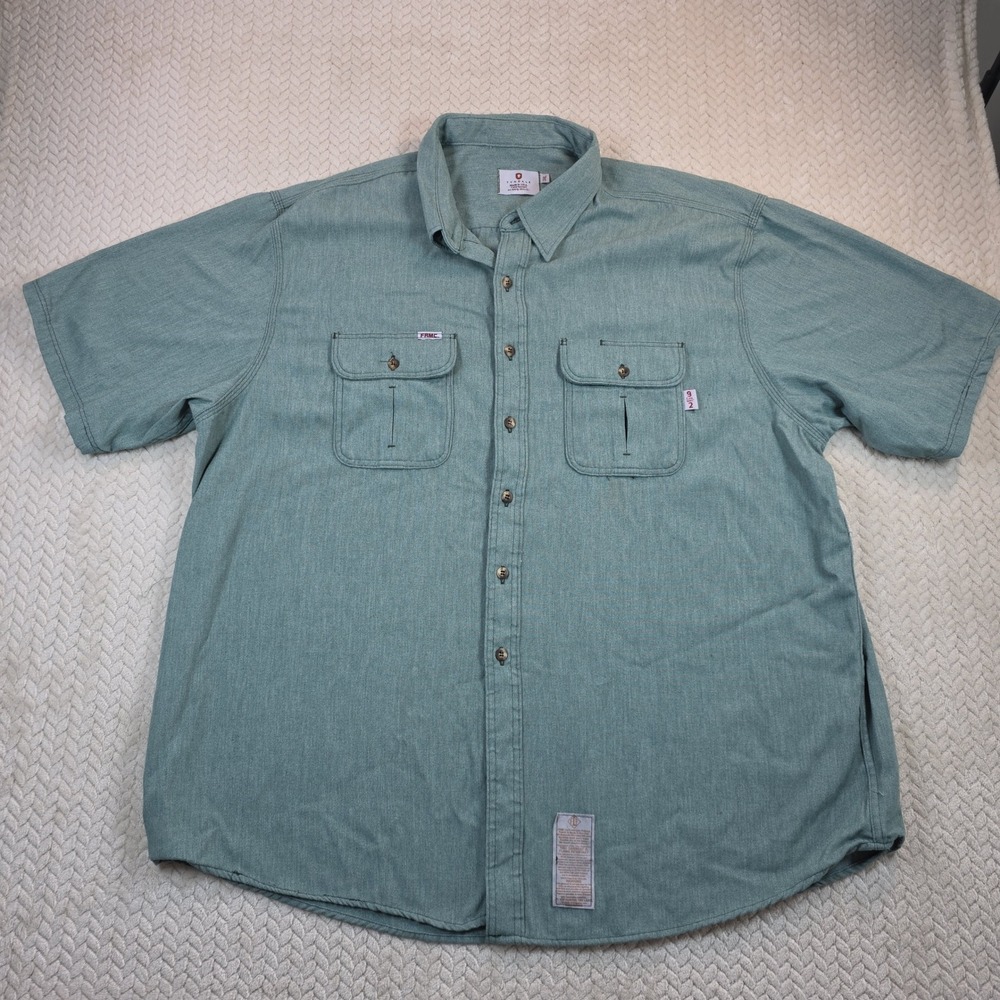 Tyndale FRMC Mens 3XL Flame Resistant Shirt Green Short Sleeve HRC 2 Workwear